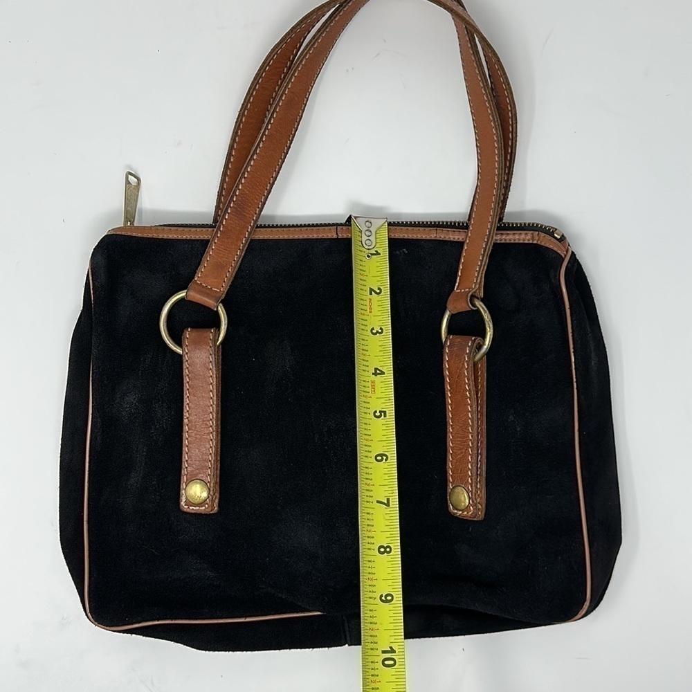 Ronay Black Suede Vintage Satchel Purse - Picture 7 of 11